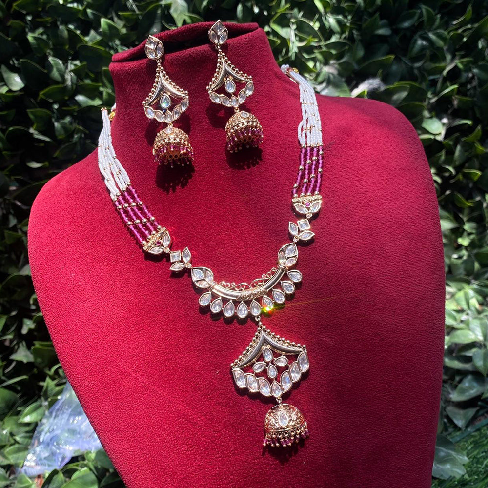 Amoliya Jewels Regal Gleam Polki Kundan And Pearl Necklace Set