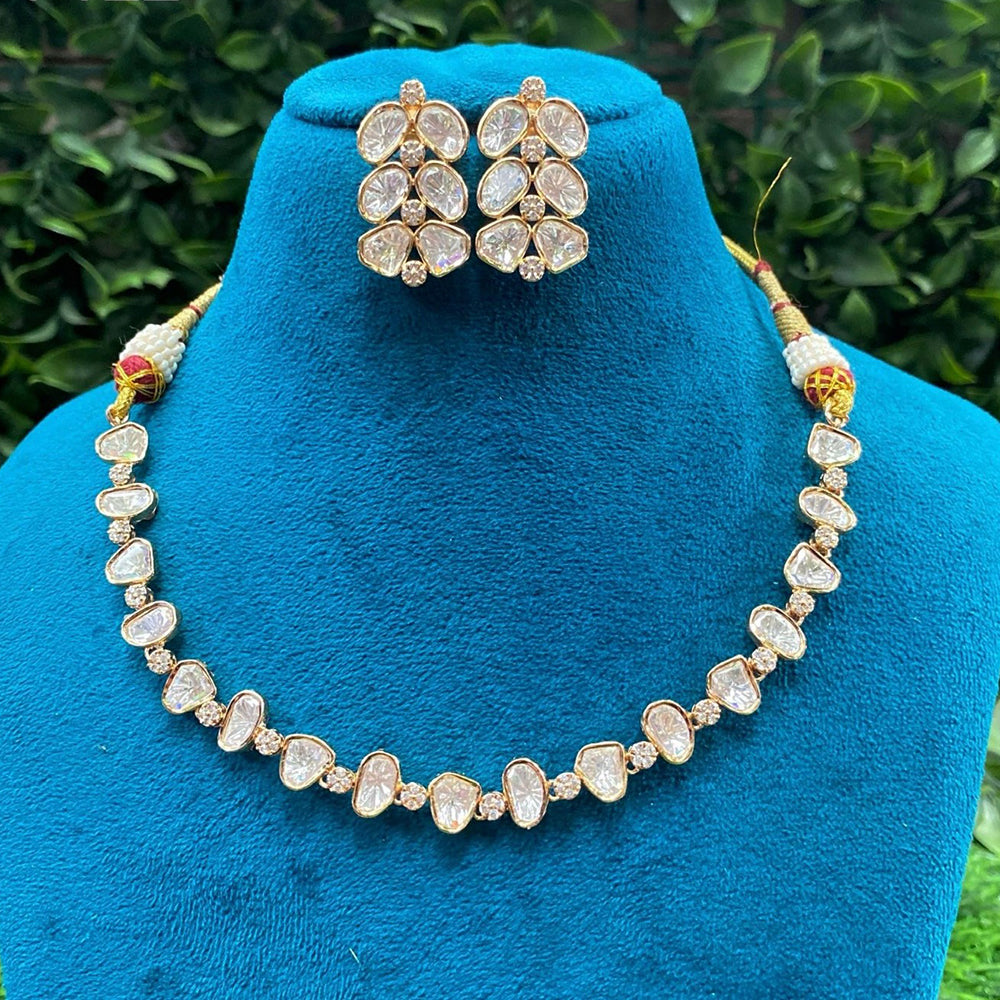 Amoliya Jewels Regal Gleam Polki Kundan Stone Necklace Set