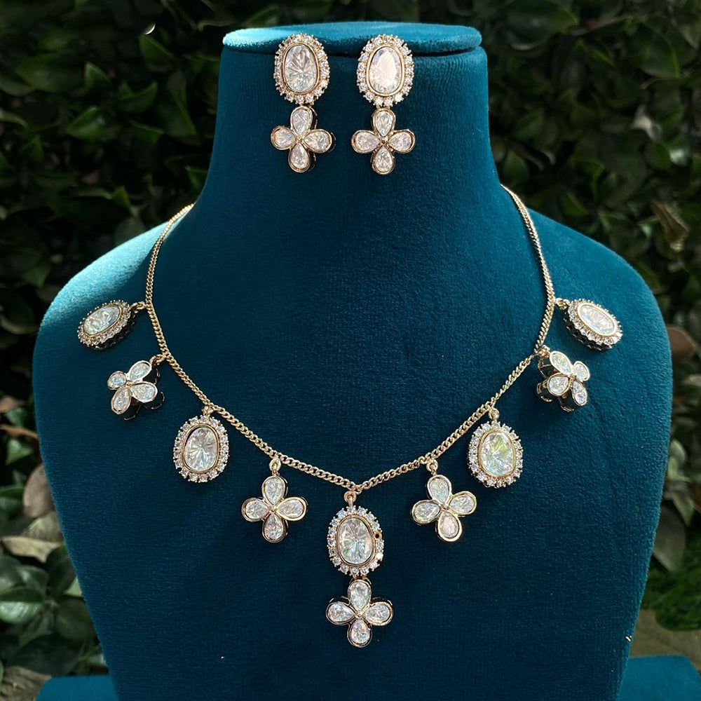 Amoliya Jewels Regal Gleam Polki Kundan Stone Necklace Set