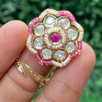 Amoliya Jewels Ethnic Polki Kundan Stone And Pearls Rings