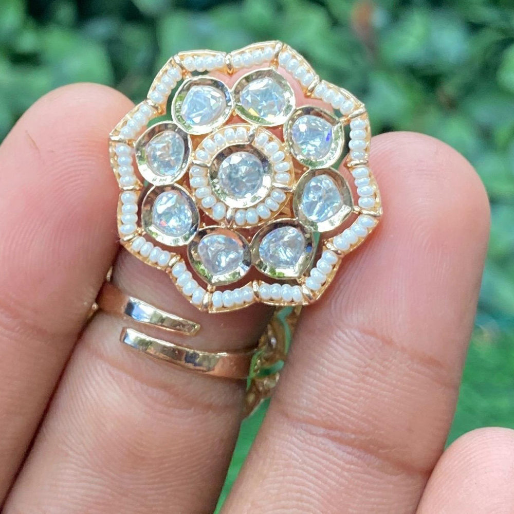 Amoliya Jewels Ethnic Polki Kundan Stone And Pearls Rings