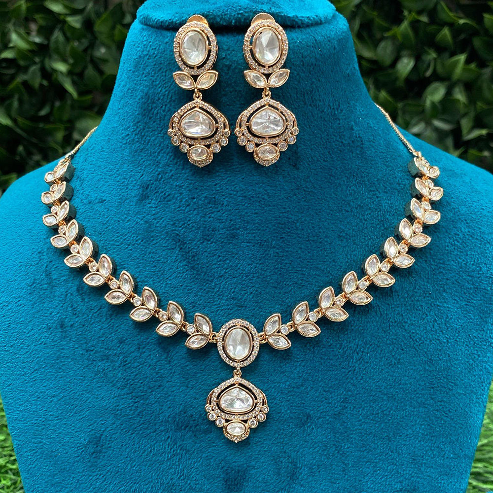 Amoliya Jewels Handcrafted Elegant Polki Kundan Stone Necklace Set