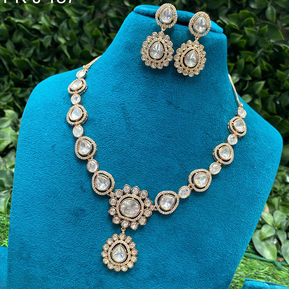Amoliya Jewels Handcrafted Elegant Polki Kundan Stone Necklace Set