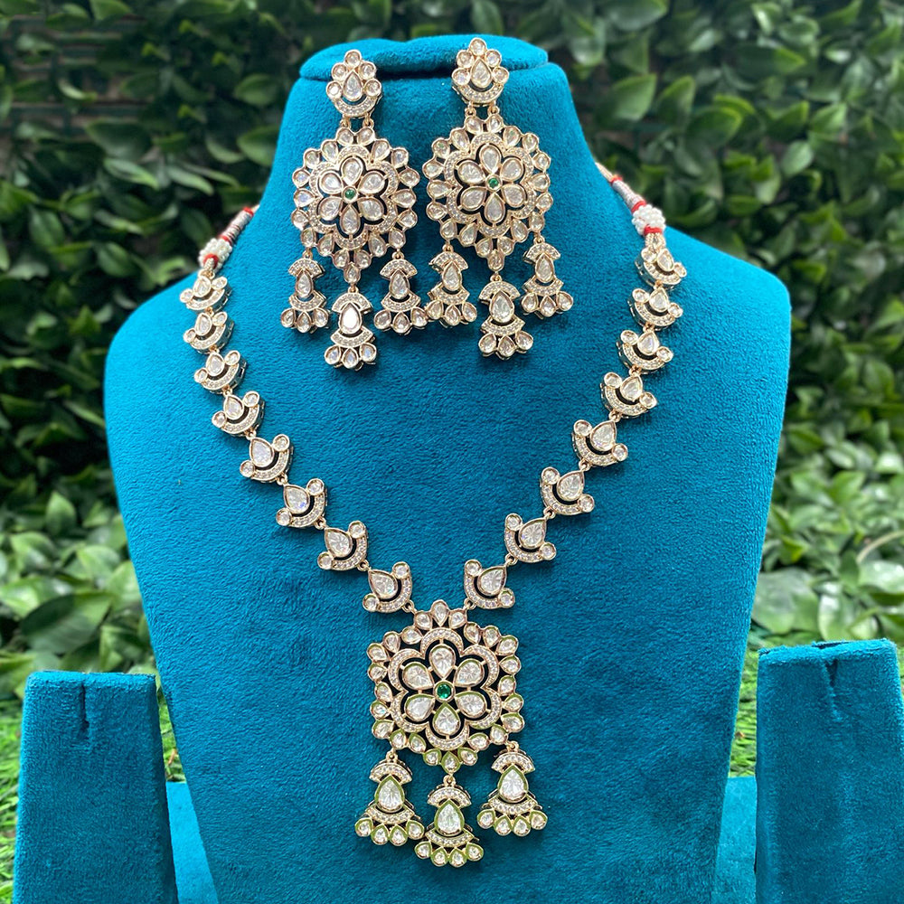 Amoliya Jewels Royal Elegance Polki Kundan And Austrian Stone Necklace Set