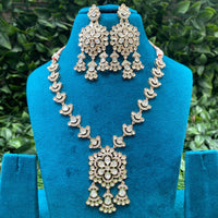 Amoliya Jewels Royal Elegance Polki Kundan And Austrian Stone Necklace Set