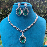 Amoliya Jewels Luxe Grace American Diamond And Pearls Choker Necklace Set