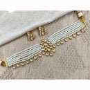 Amoliya Jewels Regal Shine Polki Kundan And Pearls Choker Necklace Set