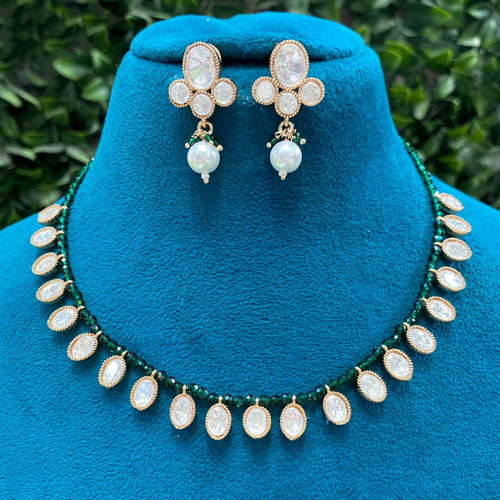 Amoliya Jewels Regal Polki Kundan Stone And Pearl Necklace Set