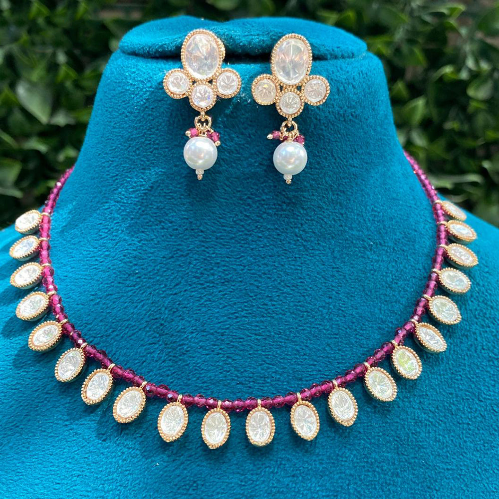 Amoliya Jewels Regal Polki Kundan Stone And Pearl Necklace Set