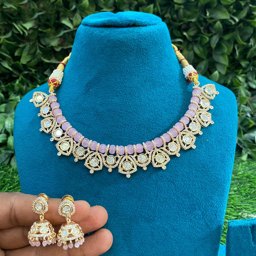 Amoliya Jewels Regal Polki Kundan Stone And Pearl Necklace Set