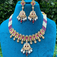 Amoliya Jewels Grand Polki Kundan Stone And Meenakari Necklace Set