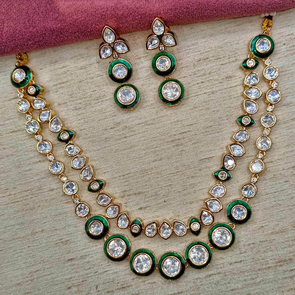 Amoliya Jewels Grand Polki Kundan Stone And Meenakari Necklace Set
