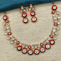 Amoliya Jewels Grand Polki Kundan Stone And Meenakari Necklace Set