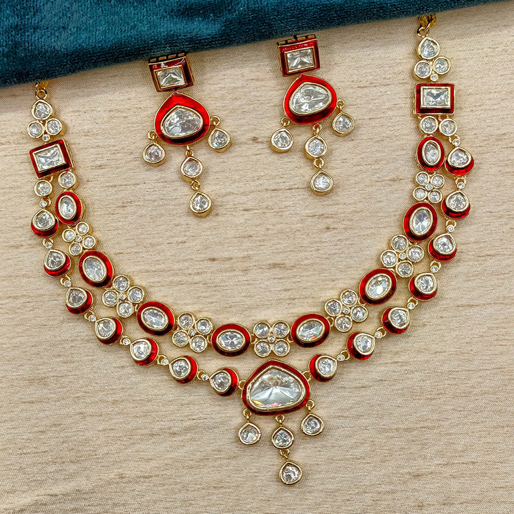 Amoliya Jewels Grand Polki Kundan Stone And Meenakari Necklace Set