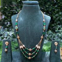 Amoliya Jewels Premium Pota Stone And Beads Necklace Set