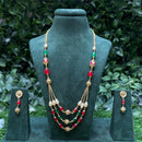 Amoliya Jewels Premium Pota Stone And Beads Necklace Set