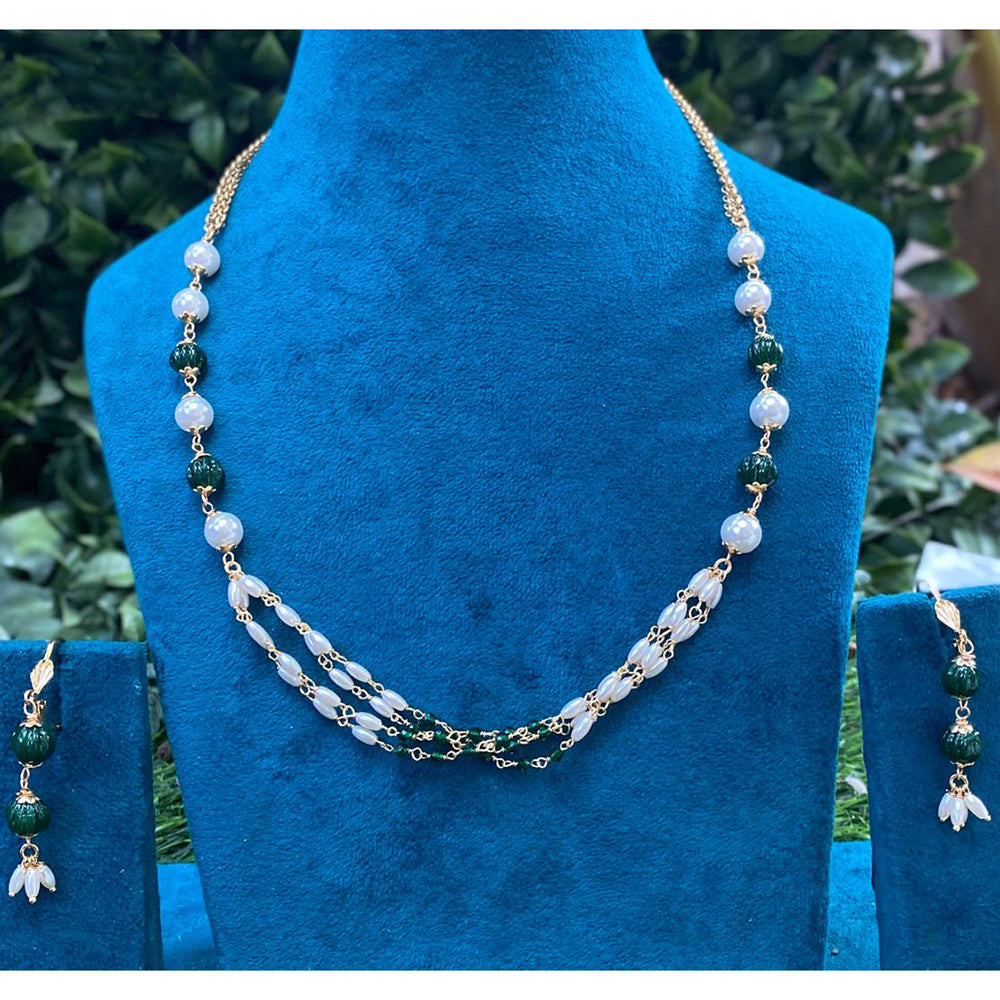 Amoliya Jewels Premium Beads And Pearl Necklace Set
