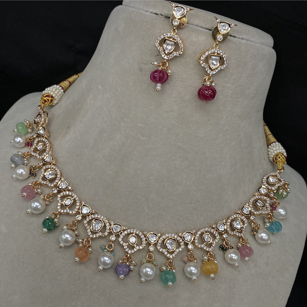 Amoliya Jewels Grand Polki Kundan Stone And Beads Necklace Set