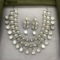 Amoliya Jewels 2 Tone Plated Grand Polki Kundan Stone Necklace Set