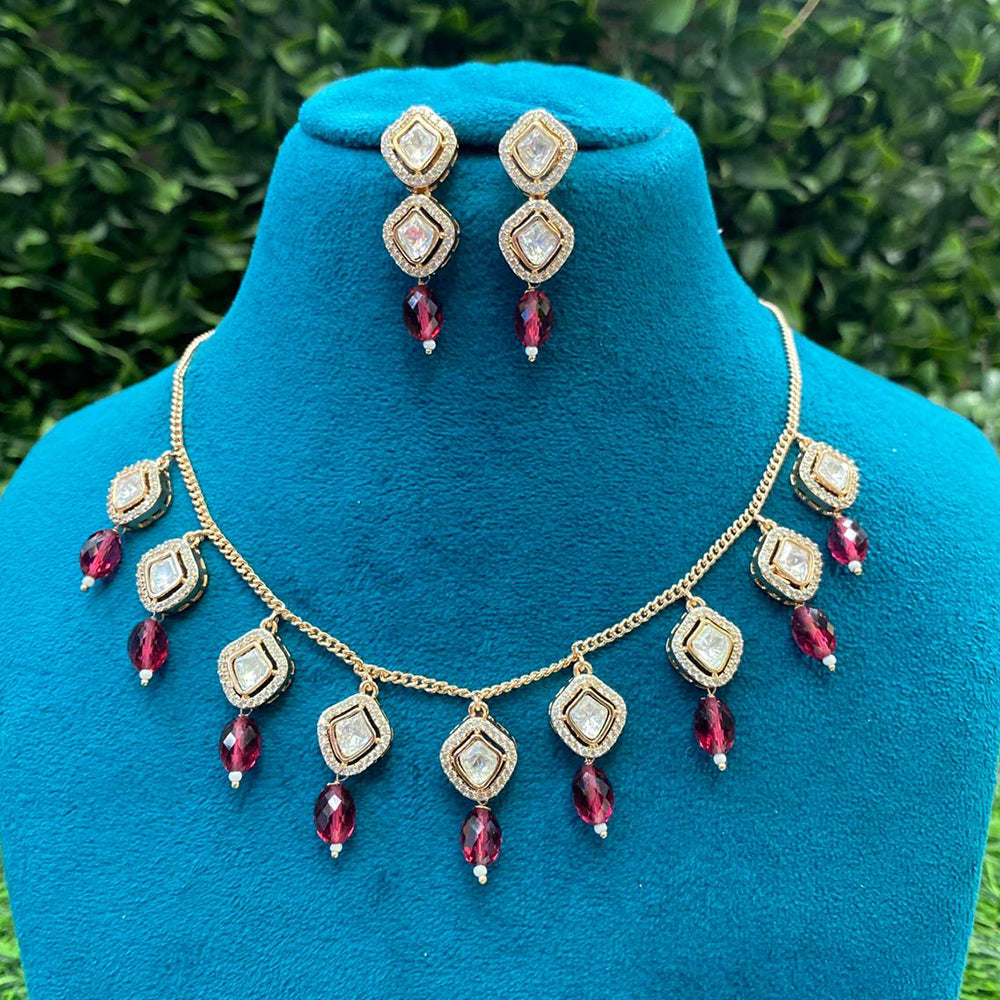 Amoliya Jewels Grand Polki Kundan Stone And Beads Necklace Set