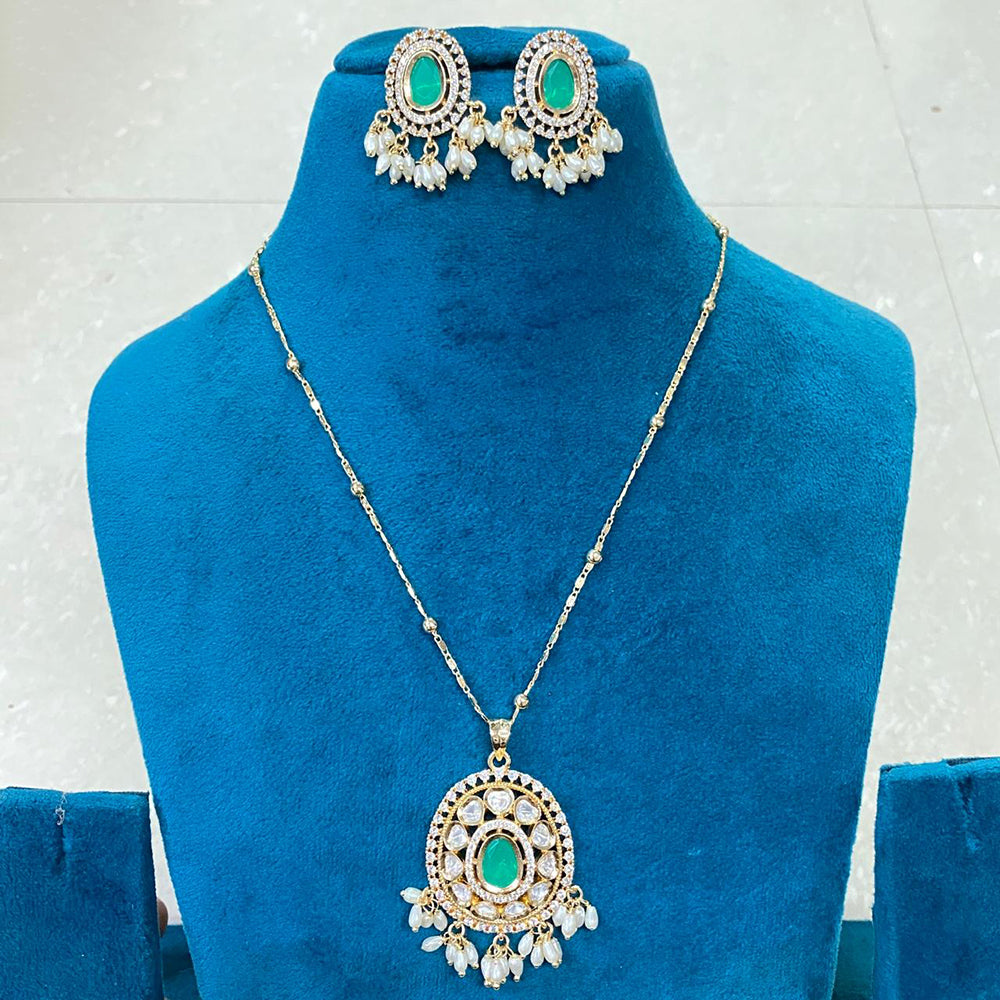 Amoliya Jewels Royal Polki Kundan Stone Chain Pendant Set