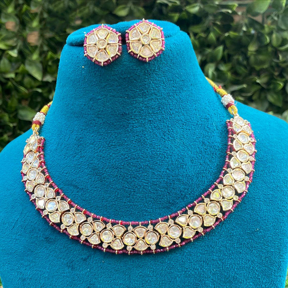 Amoliya Jewels Royal Polki Kundan Stone And Pearl Heritage Necklace Set