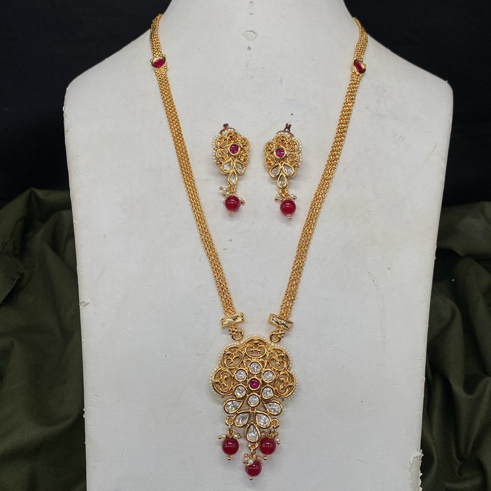 Amoliya Jewels Royal Polki Kundan Stone And Beads Heritage Necklace Set