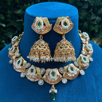 Amoliya Jewels Classic Polki Kundan Pota Stone Pearl Necklace Set
