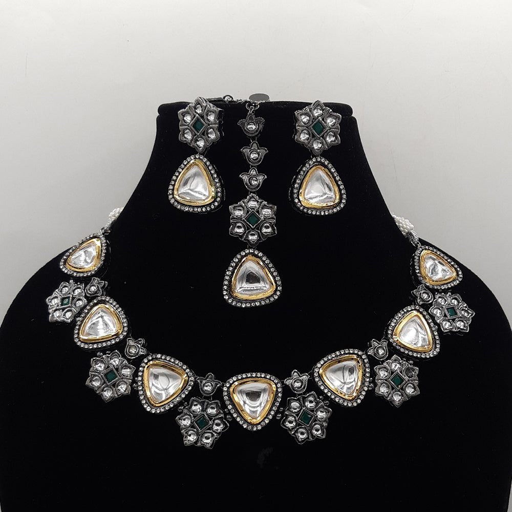 Amoliya Jewels Heritage Two-Tone Kundan And Austrian Pearl Necklace Set