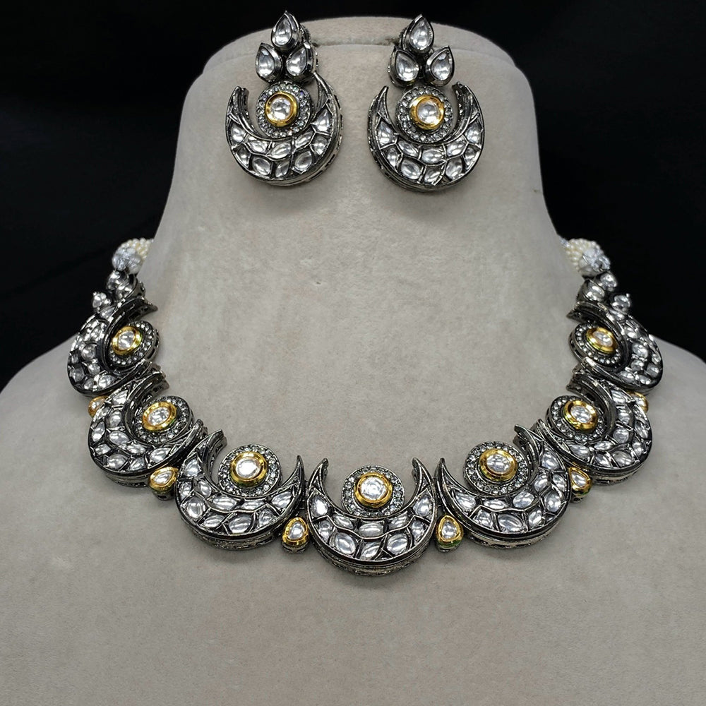 Amoliya Jewels Heritage Two-Tone Kundan And Austrian Pearl Necklace Set