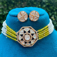 Amoliya Jewels Regal Polki Kundan And Pearl Designer Choker Necklace Set