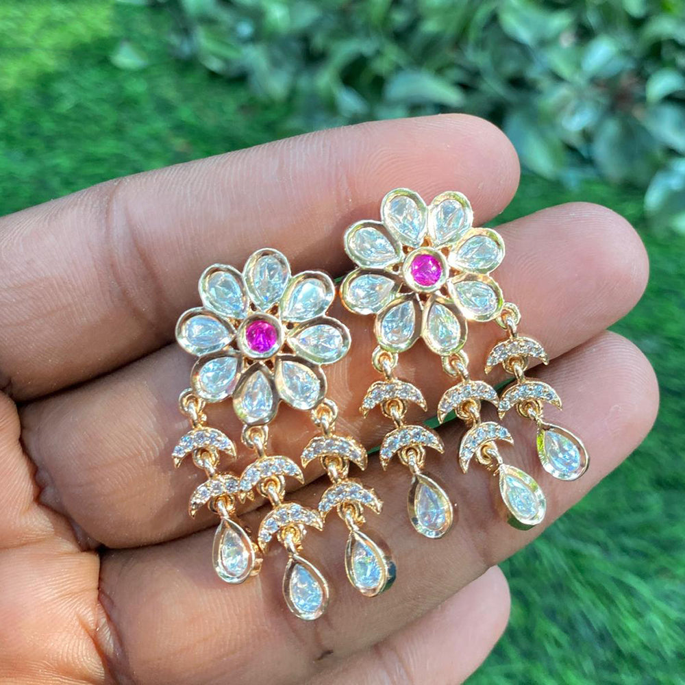 Amoliya Jewels Regal Shine Polki Kundan Dangler Earrings