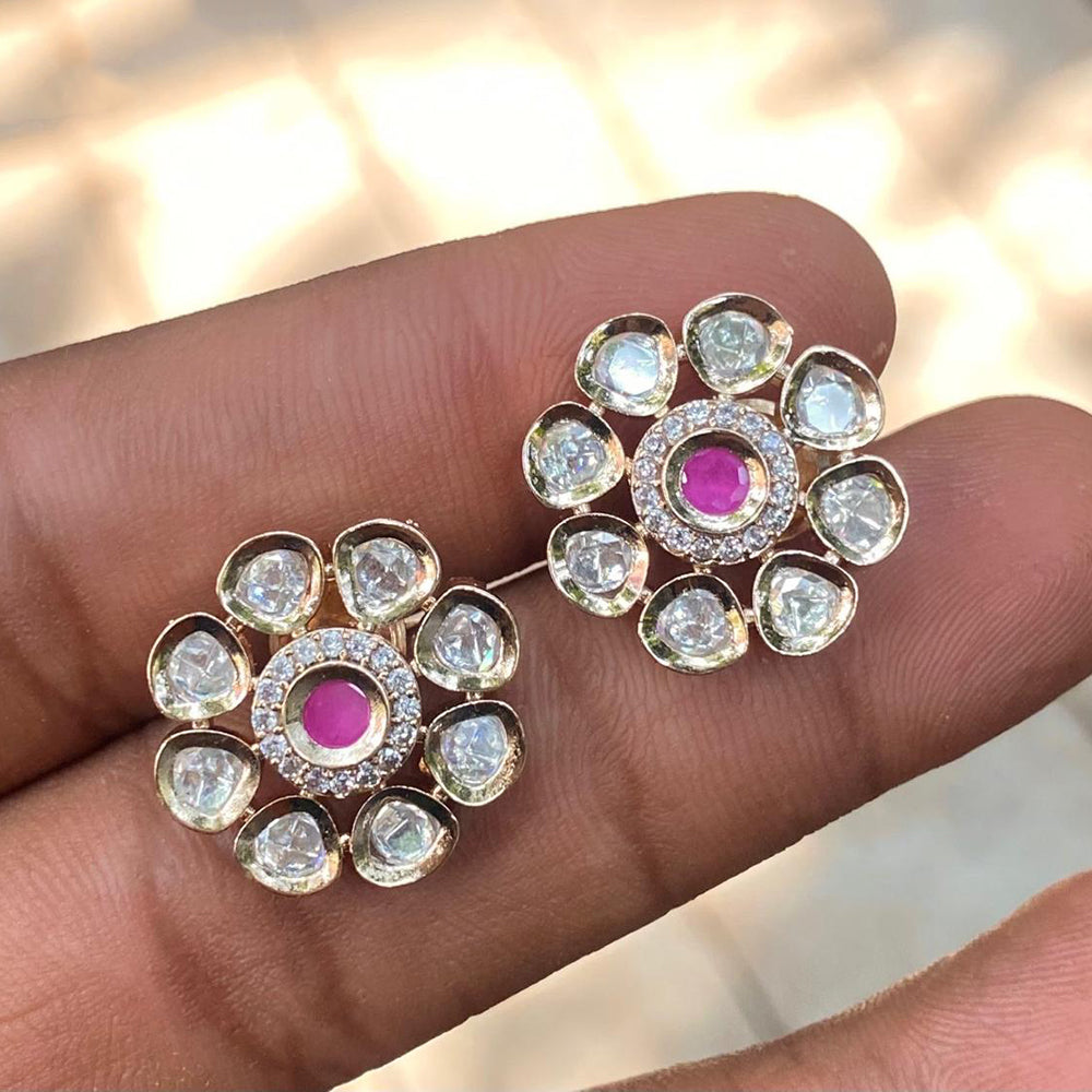 Amoliya Jewels Royal Polki Kundan Stone Designer Studs Earrings