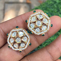 Amoliya Jewels Royal Polki Kundan Stone And Pearl Designer Studs Earrings