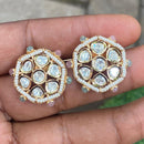Amoliya Jewels Royal Polki Kundan Stone And Pearl Designer Studs Earrings