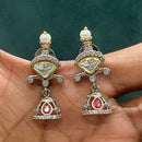 Amoliya Jewels Traditional 2-Tone Polki Kundan And Pearl Jhumki Earrings 