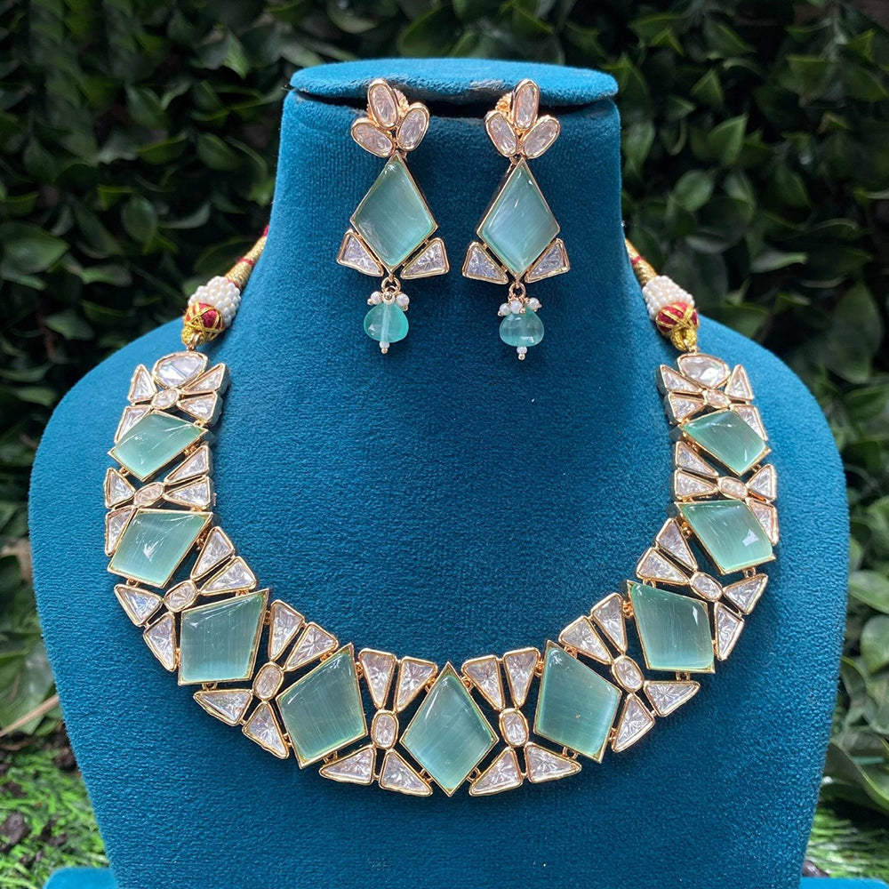 Amoliya Jewels Royal Polki Kundan Stone Pearl And Beads Necklace Set