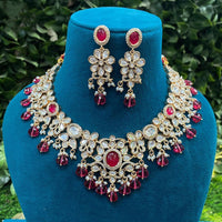Amoliya Jewels Royal Polki Kundan Stone Pearl And Beads Necklace Set