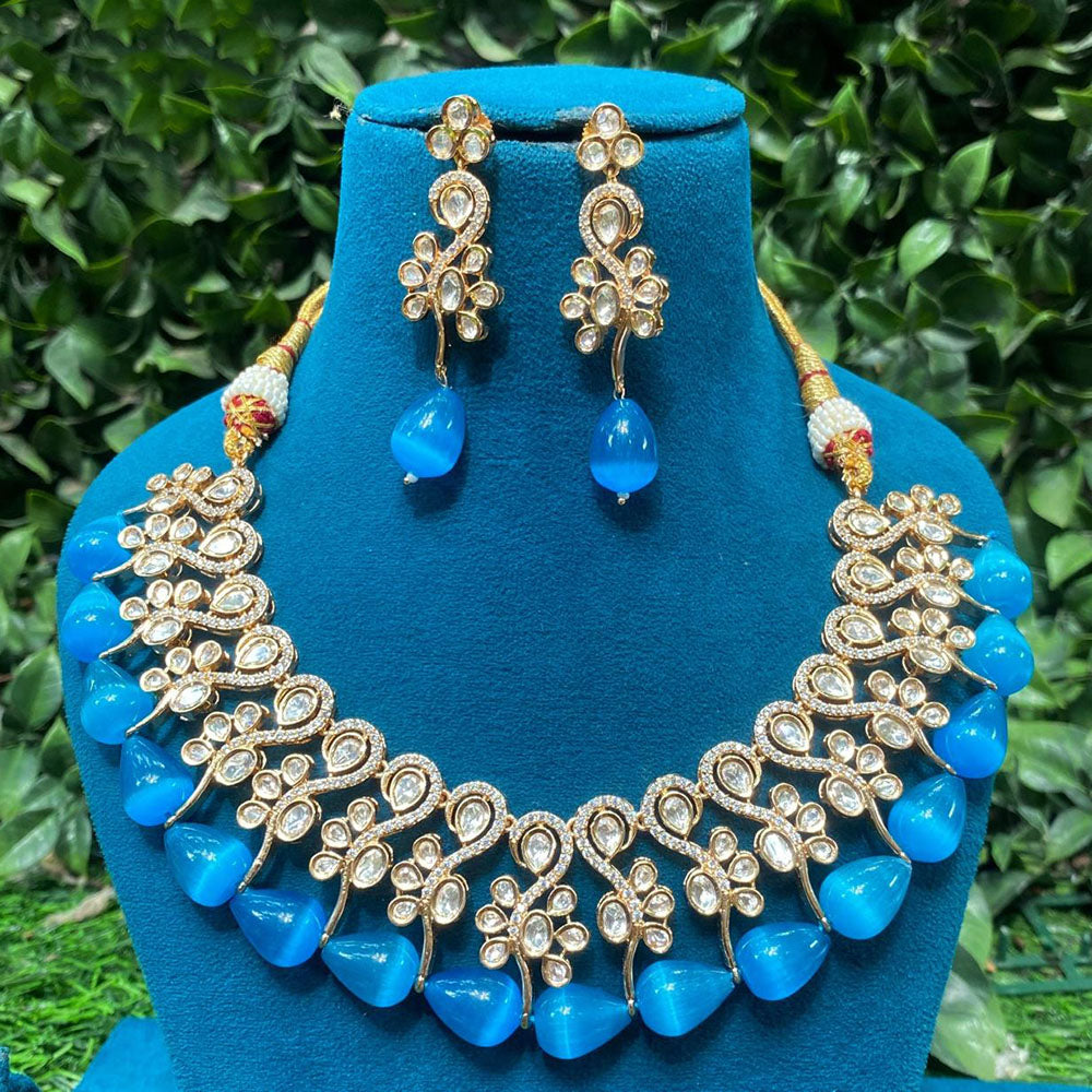 Amoliya Jewels Royal Polki Kundan Stone And Beads Necklace Set