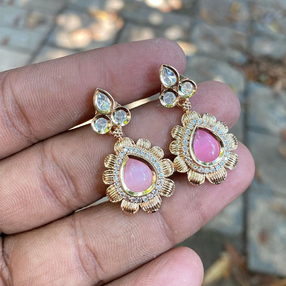 Amoliya Jewels Regal Shine Polki Kundan Stone Dangler Earrings