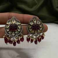 Amoliya Jewels Regal Shine Polki Kundan Stone And Pearl Dangler Earrings