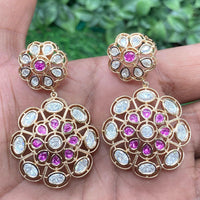 Amoliya Jewels Regal Shine Polki Kundan Stone Dangler Earrings