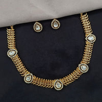 Amoliya Jewels Royal Polki Kundan And Austrian Stone Necklace Set