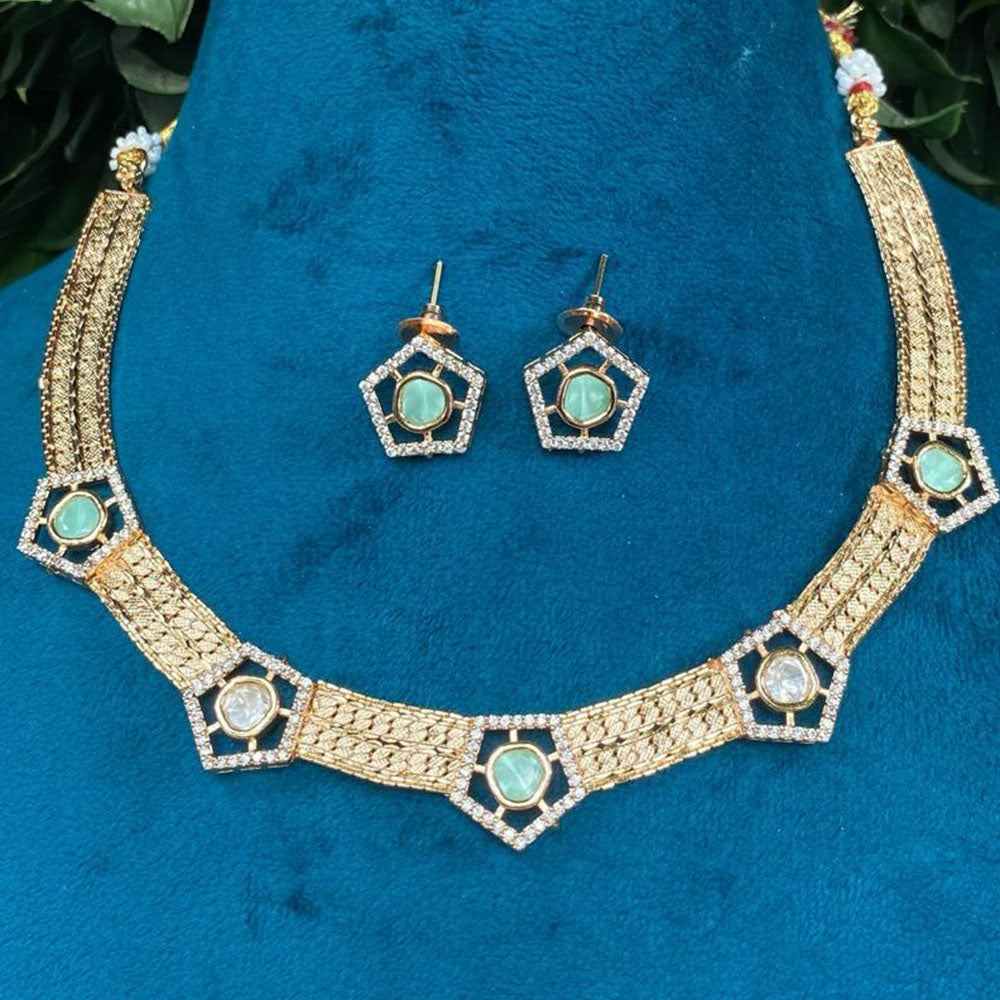 Amoliya Jewels Royal Polki Kundan And Austrian Stone Necklace Set