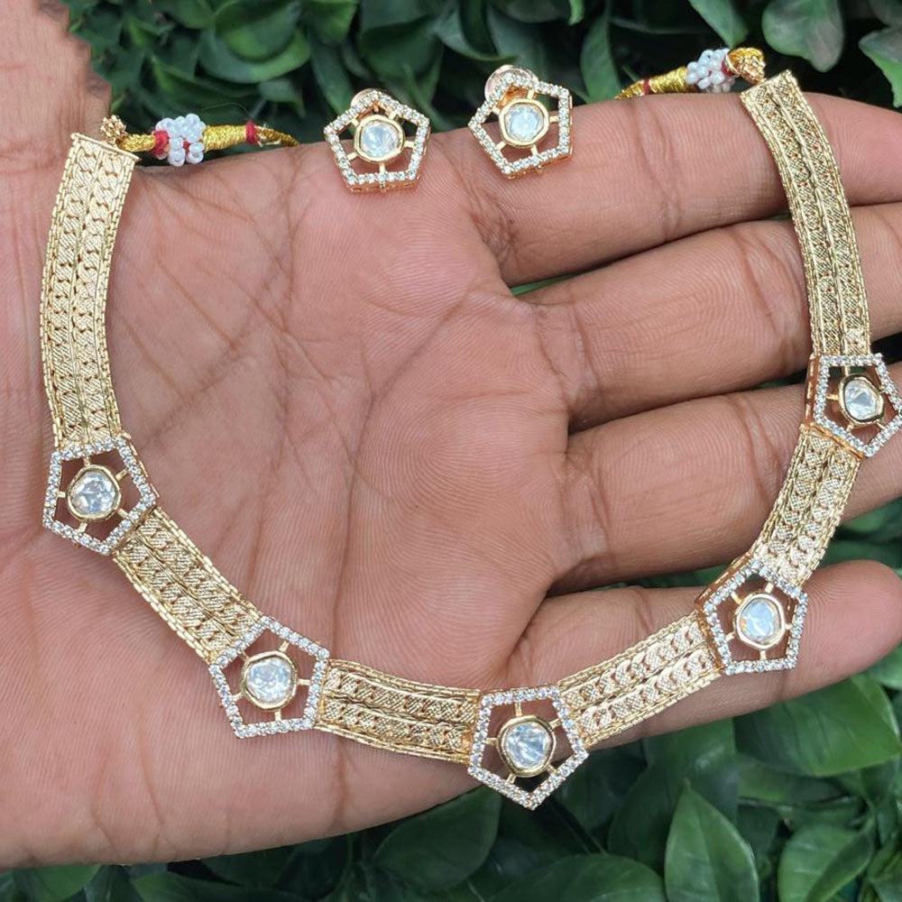 Amoliya Jewels Royal Polki Kundan And Austrian Stone Necklace Set
