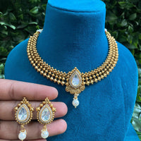 Amoliya Jewels Royal Polki Kundan And Austrian Stone Necklace Set