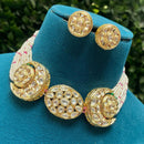 Amoliya Jewels Designer Kundan Stone And Pearl Choker Necklace Set
