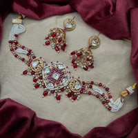 Amoliya Jewels Designer Polki Kundan Stone And Pearl Choker Necklace Set