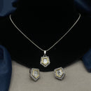 Amoliya Jewels Regal 2 Tone Polki Kundan Stone Chain Pendant Set