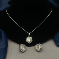 Amoliya Jewels Regal 2 Tone Polki Kundan Stone Chain Pendant Set